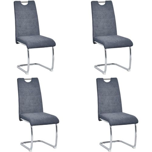 4 Chaises De Salle À Manger De Style Moderne - 100 X 43 X 42 Cm - Modèle Marc - Pack Élégant - Avec Assise Ergonomique Et Pieds Métalliques - Tissu Gris.[G818]