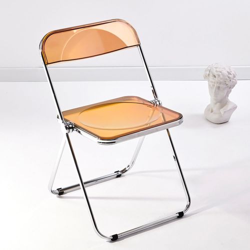 Chaise Pliante Transparent Moderne 48 X 48 X 76 Cm, Chaises Pliantes Interieures En Cadre Chromé, Chaises De Salle À Manger Pliantes, Convient Pour Salle À Manger, Salon, Tawny.[G137]
