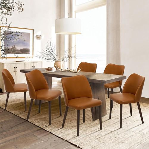 Lot De 6 Chaises De Salle À Manger, Rembourrées, Modernes, En Tissu, Avec Siège Rembourré Et Pieds En Bois, Pour Restaurant, Café, Marron Clair.[G358]