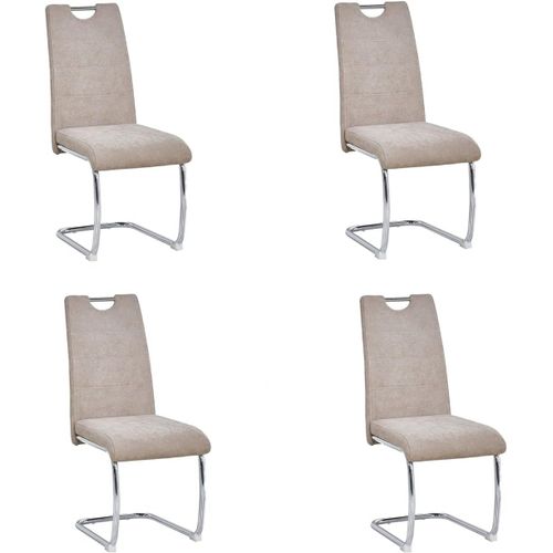 4 Chaises De Salle À Manger De Style Moderne - 100 X 43 X 42 Cm - Modèle Marc - Pack Élégant - Siège Ergonomique Et Pieds Métalliques - En Tissu Vison.[G817]