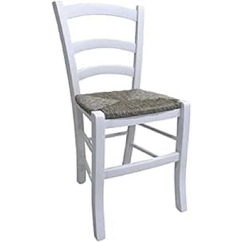Chaise Classique En Bois Pour Salle À Manger Cuisine Ou Salon Made In Italy 46x42h87 Cm Couleur Blanc.[G390]