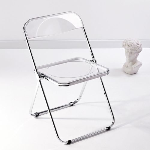 Chaise Pliante Moderne En Acrylique Transparent - Chaise Pliante Empilable En Cristal - Siège De Salon En Plastique Pc - Cadre Chromé Et Chaise Pliable (Transparent).[G138]