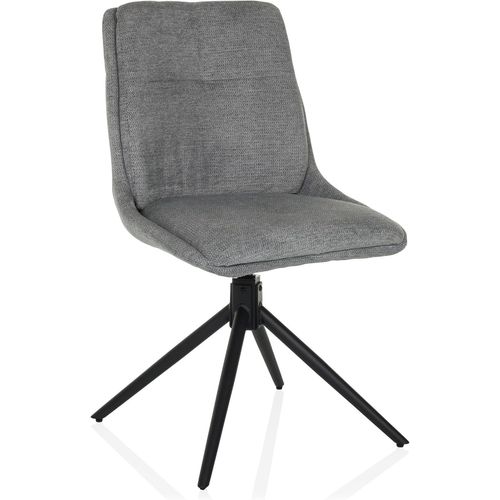 Chaise De Salle À Manger Pivotante Tarviso I Chaise De Cuisine Pivotante Avec Pieds Métalliques, Chaise Rembourrée Moderne, Revêtement Tissu Doux, Gris.[G392]