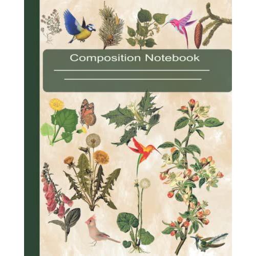 Composition Notebook: Vintage Botanical Illustration , Herb-Fans And Hobby Botanists , Medicinal Plants 7.5 X 9.25 College Ruled, 120 Pages.