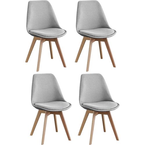 | Modèle Otto - Lot De 4 Chaises De Salle À Manger De Style Nordique | Tapissées De Tissu | 41,5 X 43 X 83 - Couleur Grise | Design Simple Et Élégant | Avec Pieds En Hêtre.[G606]