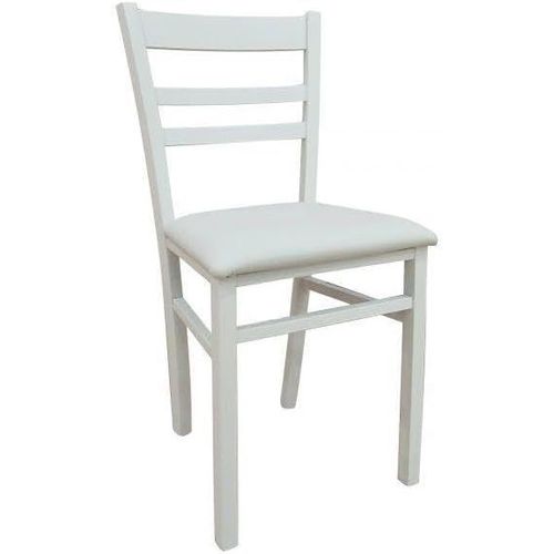 Chaise Classique En Bois Et Éco-Cuir Pour Salle À Manger Cuisine Ou Salon Made In Italy 41x43h87 Cm Couleur Blanc.[G622]