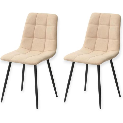 Flora Chaise Moderne Pour Salon, Salle À Manger Ou Chambre, Bois D'ingénierie Polyester Acier, Sable, Pack De 2.[G632]