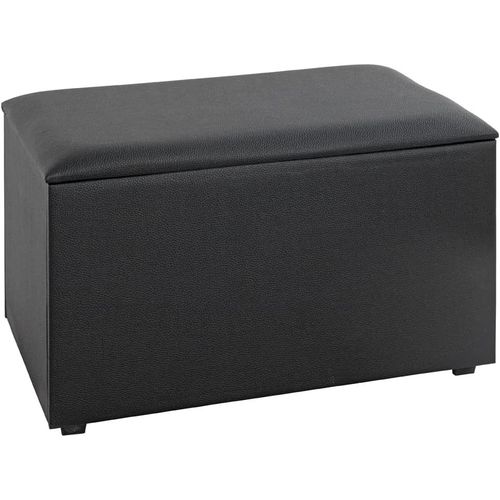Coffre De Rangement Noir, Tissu Synthétique Aspect Cuir, Mdf - Dim.: L 65 Cm X H 42 Cm X P 40 Cm, Style: Modern.[G406]