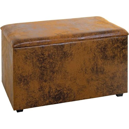Coffre De Rangement Marron, Vintage, Mdf, Recouvrement Tissu - Dim.: L 65 Cm X H 42 Cm X P 40 Cm, Style: Modern.[G400]