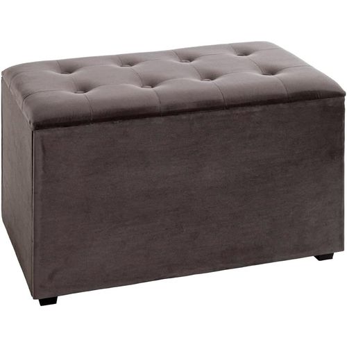 Coffre De Rangement Anthracite, Mdf, Recouvrement Tissu - Dim.: L 65 Cm X H 42 Cm X P 40 Cm, Style: Art Deco.[G401]