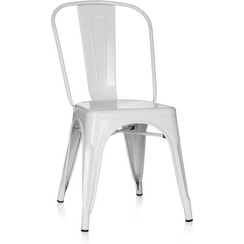 Chaise Bistrot Vantaggio Comfort Métal Blanc, Chaise Au Style Industriel, Empilable.[G225]