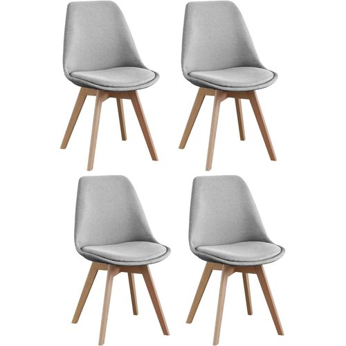 Lot De 4 Chaises De Salle À Manger De Style Scandinave Modèle Odin Tapissé En Tissu Au Design Minimaliste Et Sophistiqué Avec Pieds En Bois De Hêtre Gris 43 X 41,5 X 83 Cm.[G645]