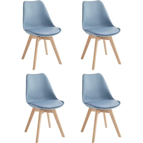 Tommy Lot De 4 Chaises, Bois, 52 X 48,5 X 82 Cm Moderne 48.5 X 52 X 82 Cm Bleu.[G415]