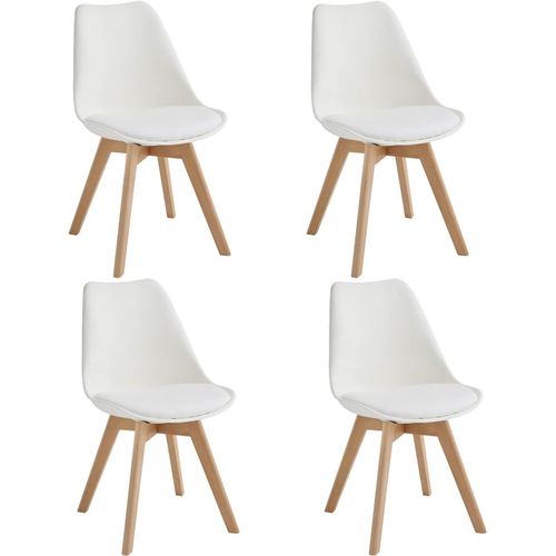 Tommy Lot De 4 Chaises, Bois, 52 X 48,5 X 82 Cm Moderne 48.5 X 52 X 82 Cm Bianco.[G416]