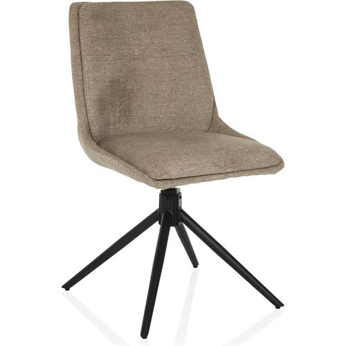 Chaise De Salle À Manger Pivotante Tarviso I Chaise De Cuisine Pivotante Avec Pieds Métalliques, Chaise Rembourrée Moderne, Revêtement Tissu Doux, Beige.[G393]