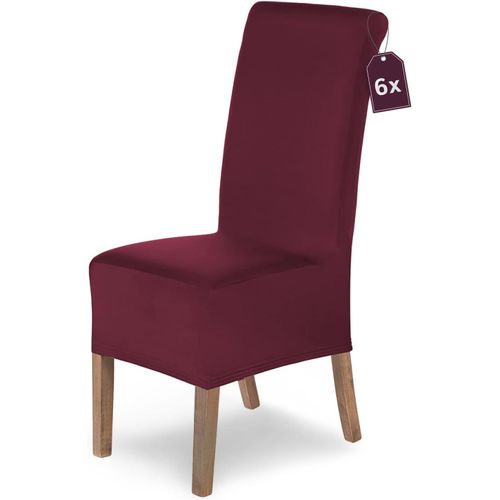 Home Housse De Chaise Extensible « Lena » / Lot De 6 / Bordeaux/Housse De Chaise Élastique/Housse De Chaise Extensible Avec Élastique/Housse De Chaise Élégante.[G10]
