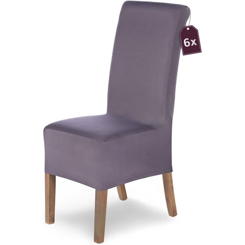 Home Housse De Chaise Extensible « Lena » / Lot De 6 / Shark-Gris/Housse De Chaise Élastique/Housse De Chaise Extensible Avec Élastique/Housse De Chaise Élégante.[G9]