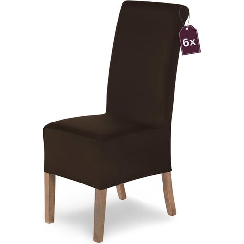 Home Housse De Chaise Extensible « Lena » / Lot De 6 / Marron/Housse De Chaise Élastique/Housse De Chaise Extensible Avec Élastique/Housse De Chaise Élégante.[G13]