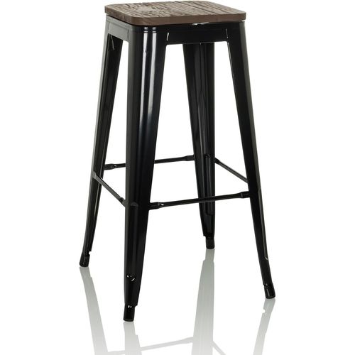 Tabouret De Bar Vantaggio High Ws Acier/Orme Noir.[G221]