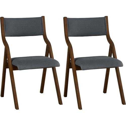Chaises Pliantes Tapissées Lot De 2, Chaise De Salle À Manger Pliable Confortable, Chaise De Réunion En Bois Pour Cuisine Bureau, Facile À Transporter Et À Ranger, Gris Foncé.[G65]