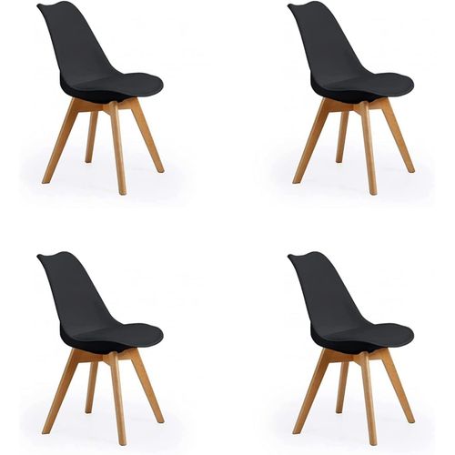 Otto Chaise, Hêtre, Noir, Pack De 4.[G446]
