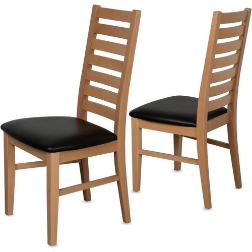 Staboos Ch02 Chaises De Salle À Manger Lot De 2 Chaises En Bois Jusqu'à 150 Kg - Déjà Assemblées - Chaise De Cuisine Rembourrée - Bois De Hêtre Massif (Naturel - Noir).[G696]