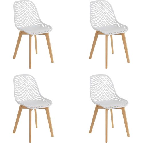 Chaise De Salle À Manger Moderne Lot De 4 Pièces, Chaise Ergonomique De Cuisine, Chaise De Bureau De Design Avec Texture, Chaise Avec Pieds En Bois, 48x43x84 Cm, Blanc, 4 Pièces.[G29]