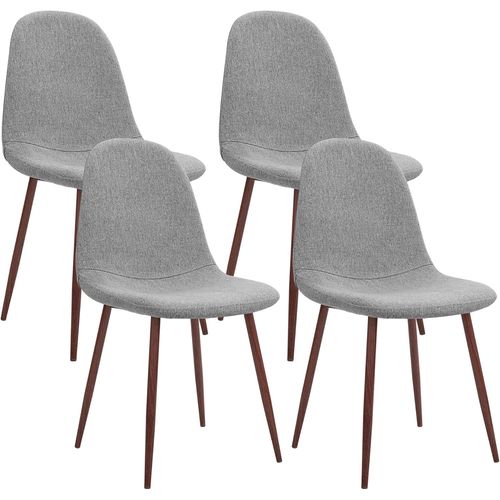 Lot De 4 Cuisine Rétro Rembourrées Pour Le Salon Et La Salle À Manger, Chaises Scandinaves En Tissu De Première Qualité Avec Pieds En Métal, Gris, Mousse, Grey, Set Of 4.[G20]