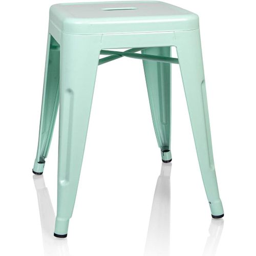 Tabouret Métallique Vantaggio Vert Pastel Mat Tabouret Design Industriel, Empilable, Bas.[G218]