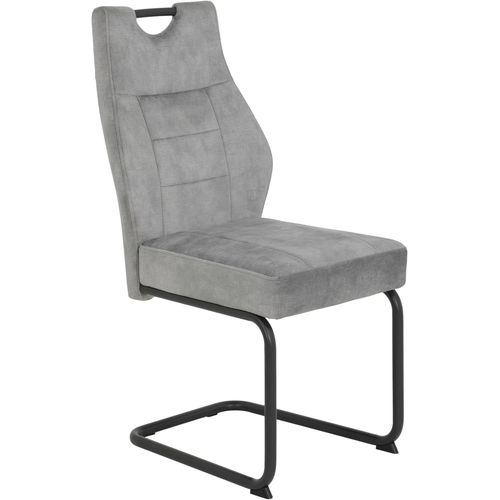 Linda Lot De 1 Chaise De Salle À Manger À Bascule En Velours Velours Argenté Structure Ronde Grise Siège Confortable Capacité De Charge De 140 Kg.[G737]