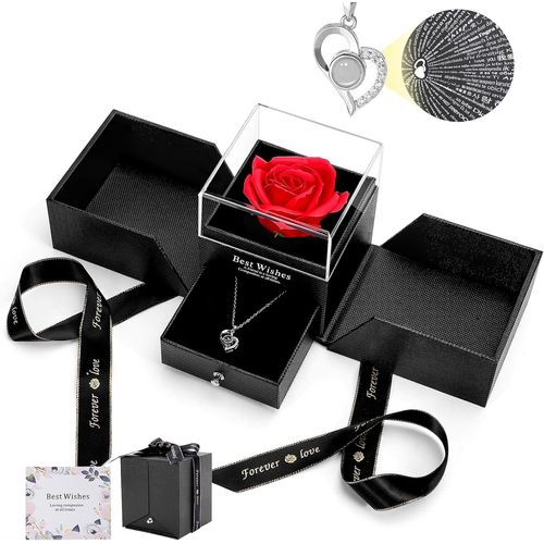 Cadeaux De Roses Rouges Pour Femmes, Mères, Épouses, Colliers « Je T'aime » En 100 Langues, Cadeaux D'anniversaire, Cadeaux De Saint-Valentin, Cadeaux De Fête Des Mères, Cadeaux De Noël.