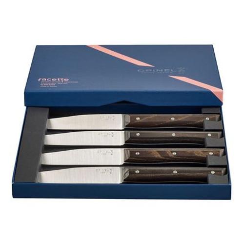 Opinel - Coffret 4 Couteaux De Table - Facette - Frêne Sombre  - Marron