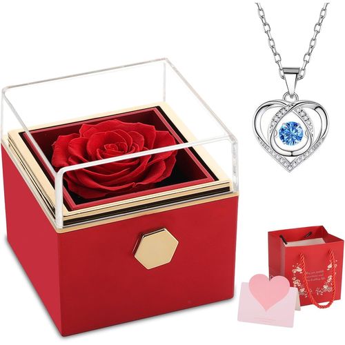 Fleur Eternelle Avec Bijoux Collier Idee Cadeau Femme Rose Eternelle Cadeau Personnalisé Anniversaire Cadeaux Pour Amie Femme Grand Meres Maman Mamie Saint Valentin Fete Des Grands Meres