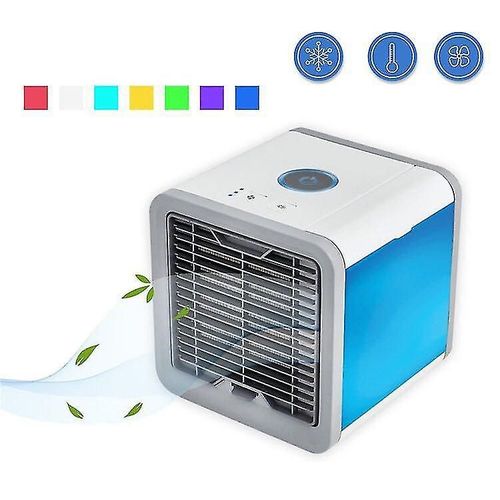 Refroidisseur D'air Portable, Petit Climatiseur 3 En 1, Ventilateur De Refroidissement, Humidificateur Et Purificateur Avec 3 Vitesses De Ventilateur, 7 Lumières Led