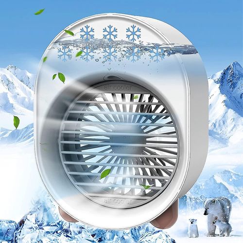 Piao Climatiseur Portable Refroidisseur D'air Par Évaporation Personnel, Ventilateur De Refroidissement Par Air Usb 3 En 1 Avec Humidificateur Et Lumière D'ambiance Colorée, Mini Portable