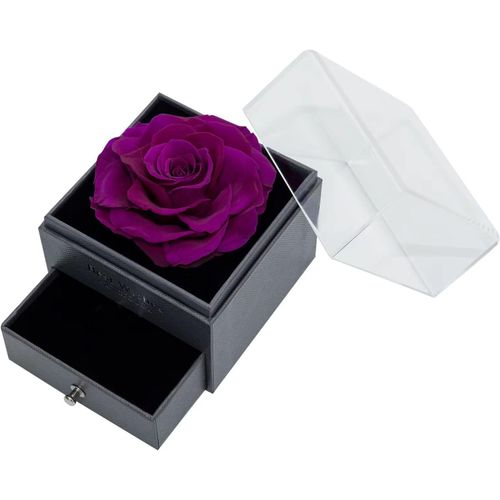 Coffret Rose Éternelle Violet Boîte À Bijoux Véritable Avec Collier Diamants Cadeau Romantique Pour Amis Amoureux Famille Collègues Prof