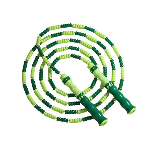 Corde À Sauter Réglable Pour Exercice De Combustion Des Graisses, Perles Souples Colorées, Articulations En Bambou, Saut
