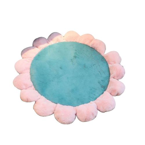 Coussin En Forme De Fleur Super Doux, Tapis Chenille À Haute Absorption, Paillasson Moelleux Bleu