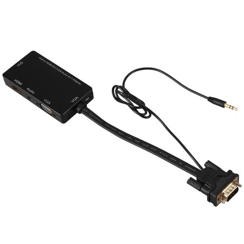 VGA à VGA Audio Dvi 4 en 1 Dongle Câble Adaptateur Multiport Splitter Convertisseur pour Hdtv Pc Moniteur Projecteur Noir