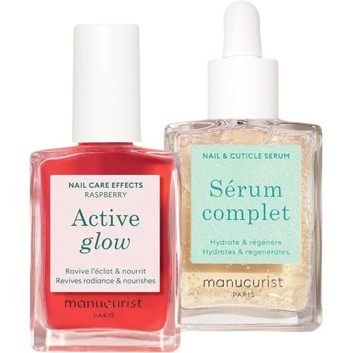 Healthy Glow Duo Vernis À Ongles Soin Reparateur Active Glow Rose (Raspberry) & Serum Complet Ongles & Cuticule - 2 En 1 Vernis A Ongle & Fortifiant Ongles Abimes - Petit Cadeau Femme.[G185] 
