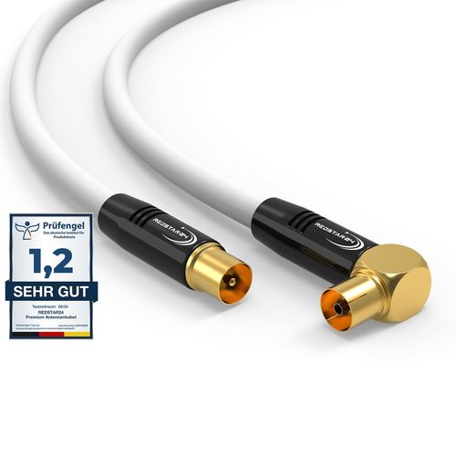 Antenna Cable 30 m White-Male to Female 90° Angled Coaxial Coaxial Cable HDTV Premium Cable for Cable Television|TV Cable: Compatible with TV,Radio,DVB-T/T2,DVB-C,DAB