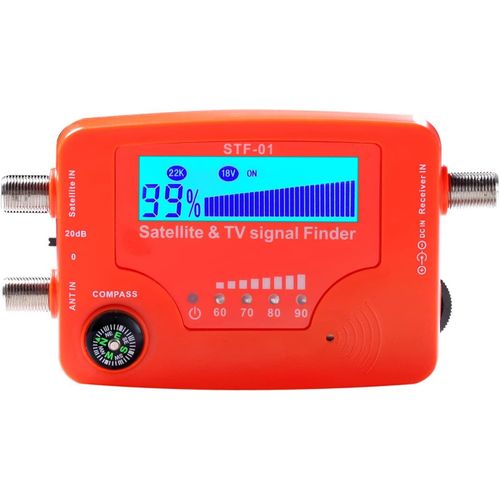2 in 1 Satellite and TV Signal Finder LCD Digital Satellite Finder Portable TV Antenna Signal Power Meter Signal Detection Meter with Compass Alarm Buzzer