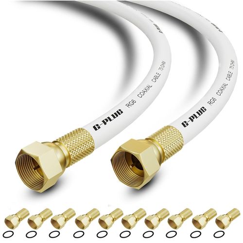 RG6 Coaxial Cable 30 m Satellite TV Antenna F Male Extension Cable for HDTV,Radio,Full HD with 10 F Compression Connectors