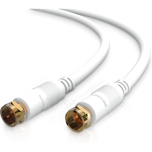 SAT Antenna Cable Coaxial Cable TV Satellite Cable 2m Double Shielded F Connector for HDTV,Receiver,Satellite,Internet,DAB,Radio,White