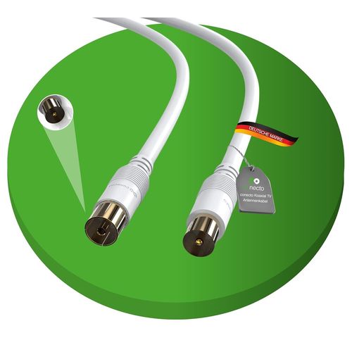 SAT Antenna Cable Coaxial Cable TV Satellite Cable 3m Double Shielded IEC Connector to IEC Female Connector for HDTV,Receiver,Satellite,DAB,Radio,White