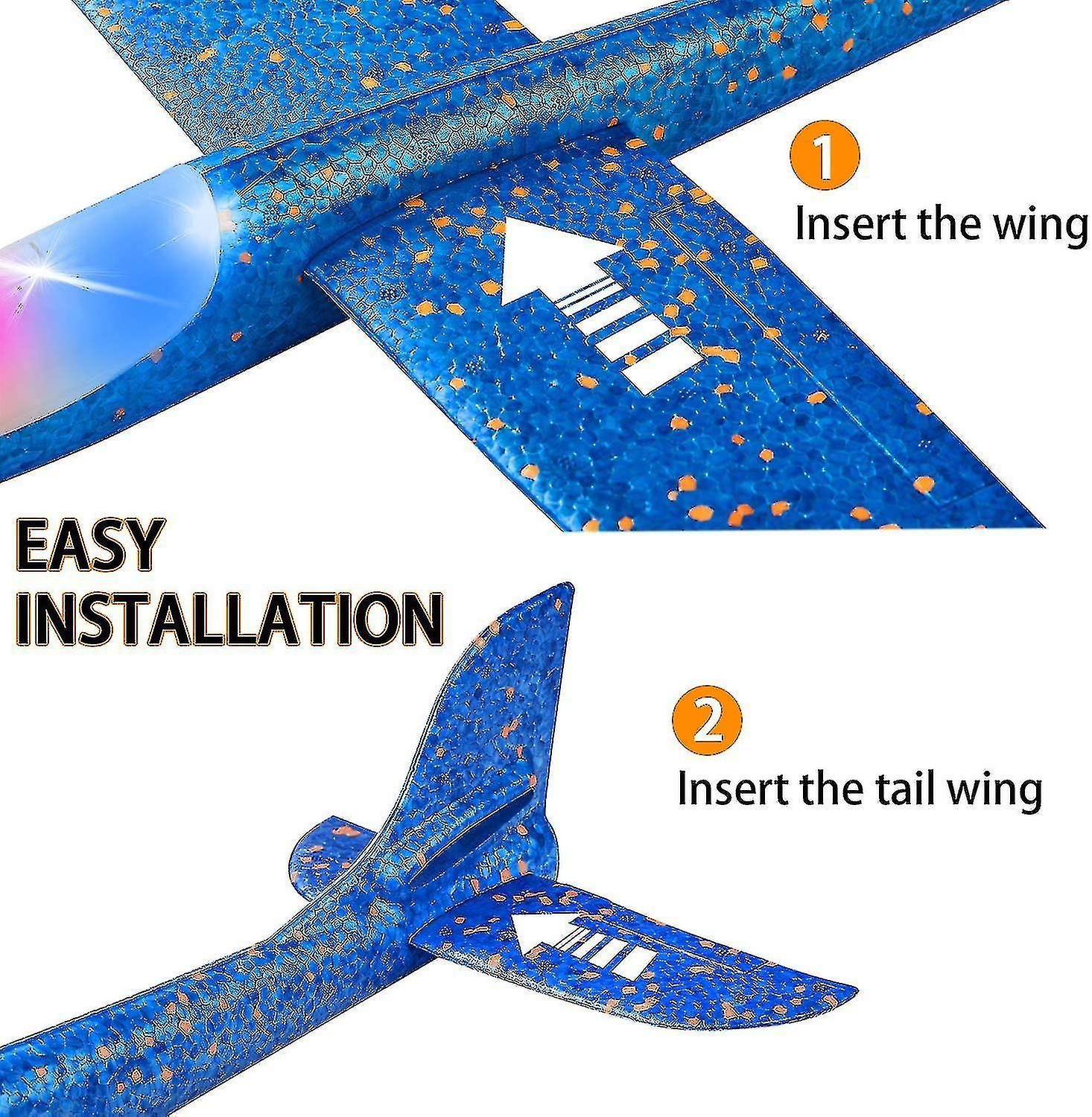 Paquet De 2 Avions Lgers  Led, 17,5'' Grand Avion En Mouss... - 2