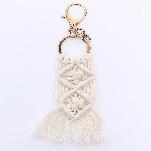 Porte-clés Vintage en coton avec pompon, porte-clés pour sac de taille