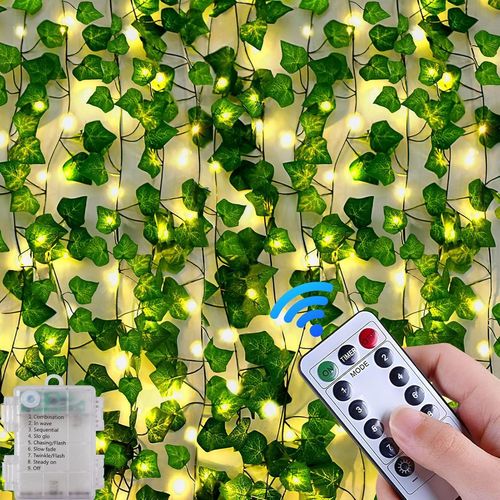 2 Packs of 2 x 2 m Ivy String Lights with Leaves,40 LED Ivy String Lights,Artificial Plants LED Fairy Lights,for Interiors,Weddings,Offices