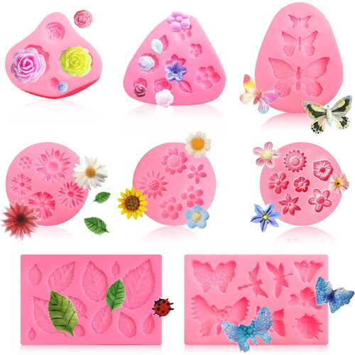 3D Flower Mould-8 Pieces Mini Non-stick Roses for Epoxy Resin,Cakes,Chocolate,Candy and Baking