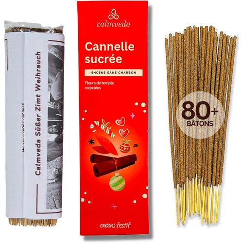Maison de Noel Incense Cinnamon-Candy (80 sticks) Stick Natural Incense Without Charcoal,Made From Recycled Flowers|Spicy & Creamy Vanilla & Savory Incense